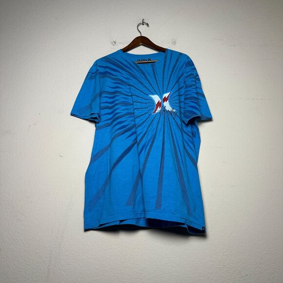 Hurley Skate Graphic T Shirt Men XXL Tie Dye Blue Baggy Fit Y2K Loose Red Indie - Picture 1 of 10